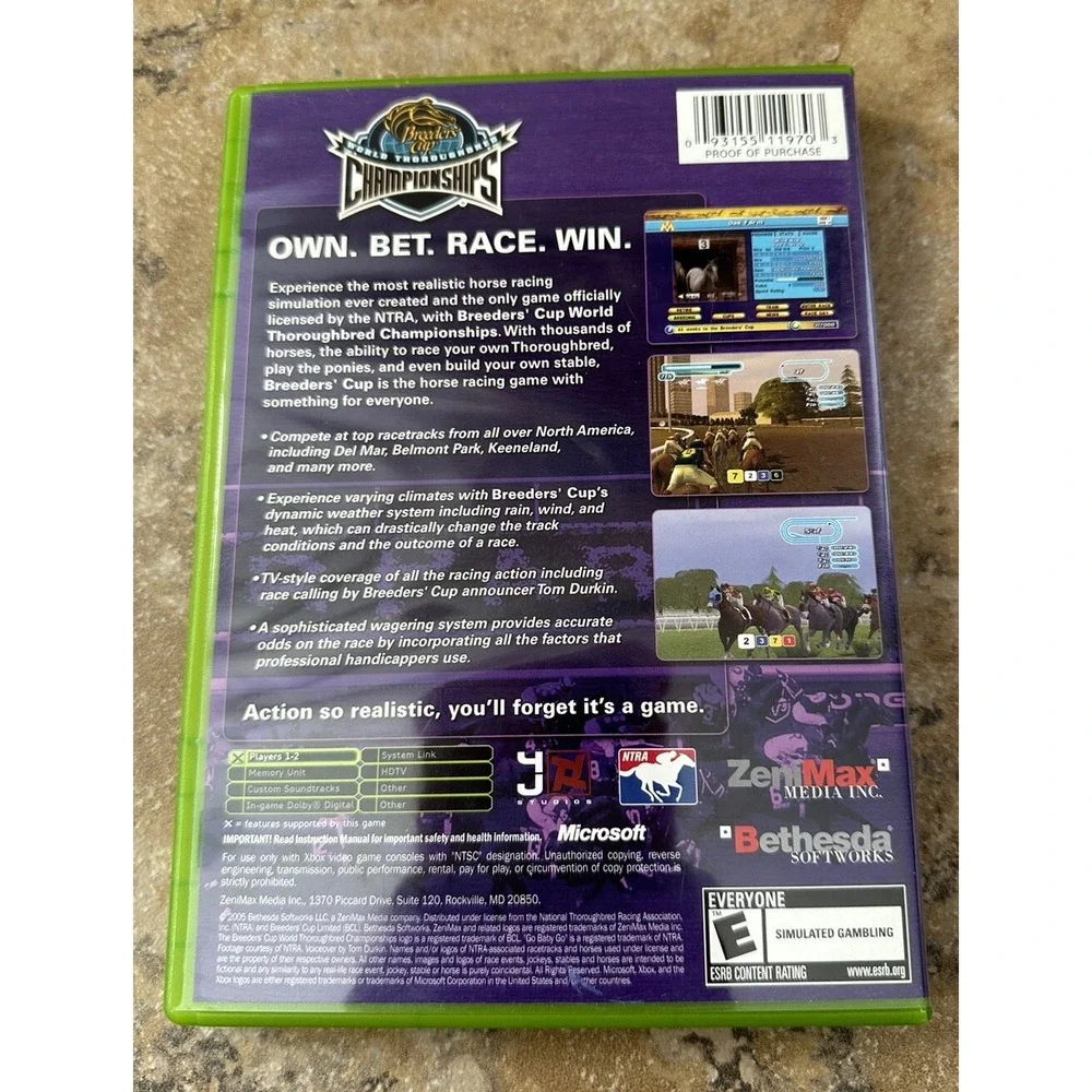 Breeders' Cup: World Thoroughbred Championship - Original Xbox Game - Complete